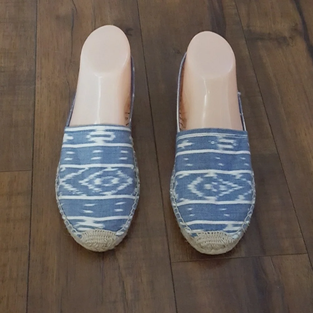 Soludos Blue & White Derby Slip‎ Ons